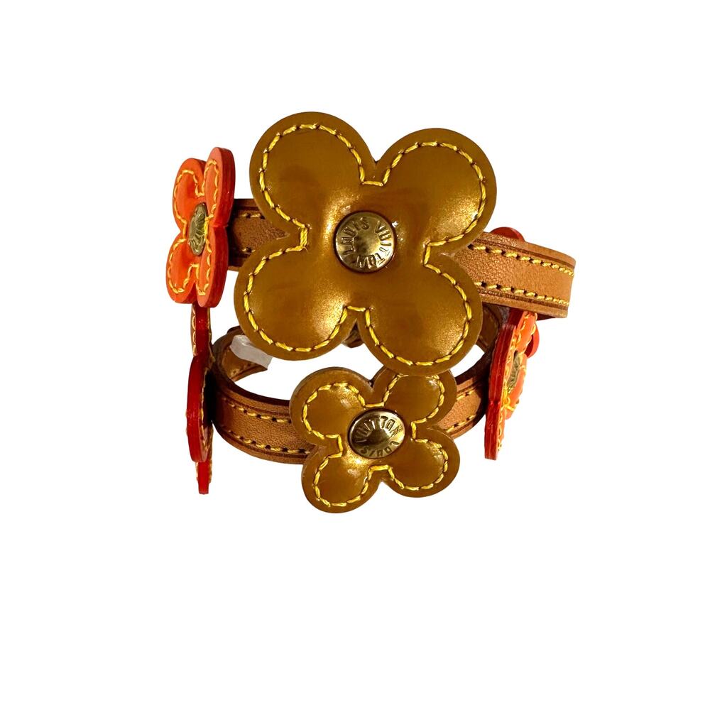Louis Vuitton LV Monogram Vernis Lexington Flower Double Wrap Bracelet Orange